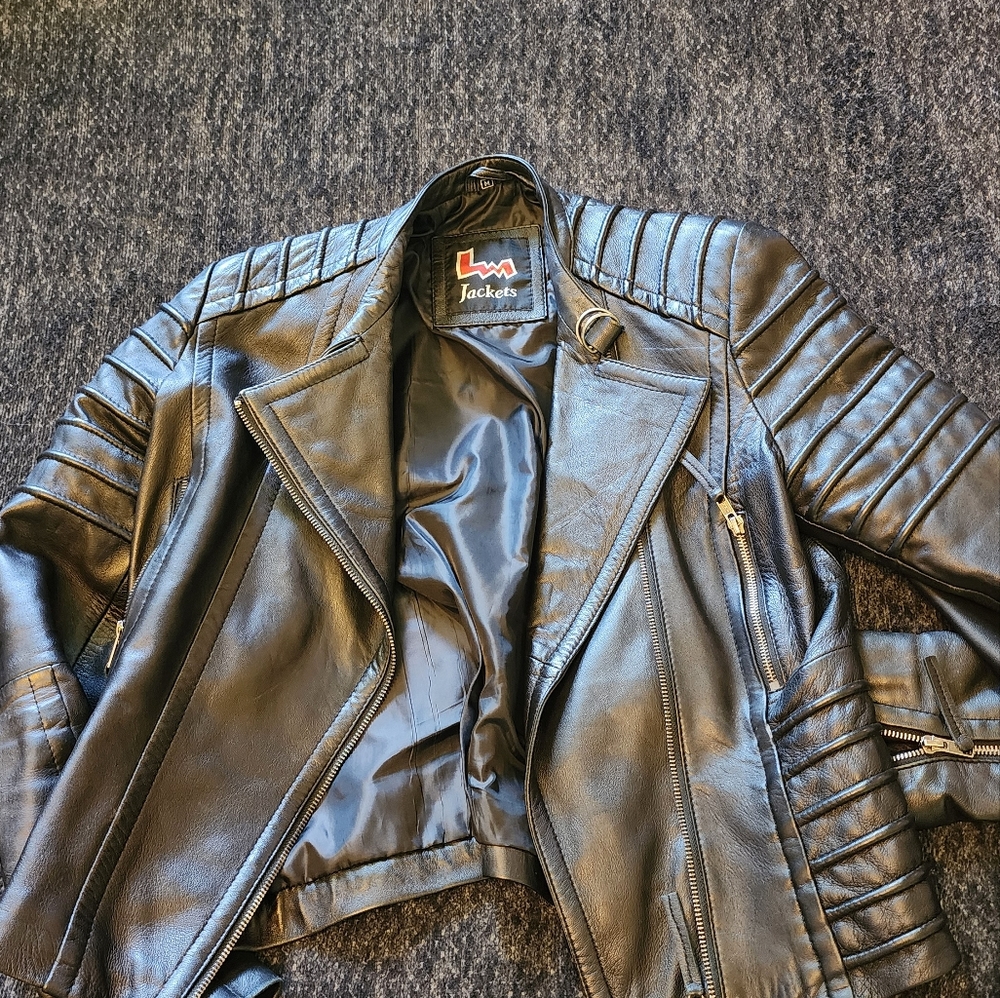Black Leather Jacket Worn Once Excellent Condition